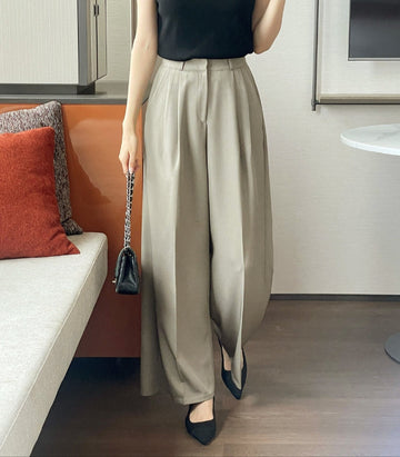 Cento Two-Pin Tuck Wide Straight Slacks